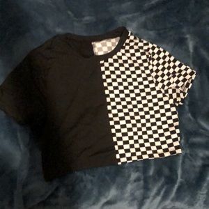 Half Black Half Checkered Crop Top